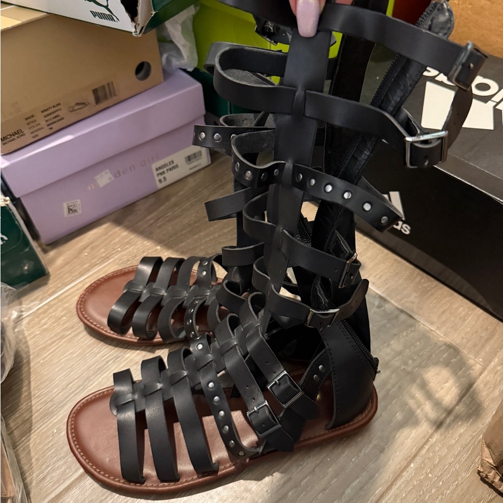 Seven Dials Black Strappy Sandals